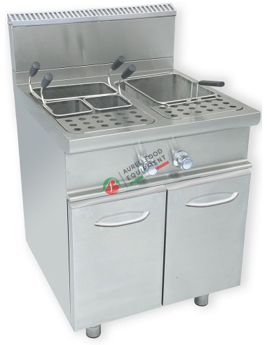 Two-tanks gas pasta cooker. 28+28 lt. Capacity. dim. 80x70x85H cm