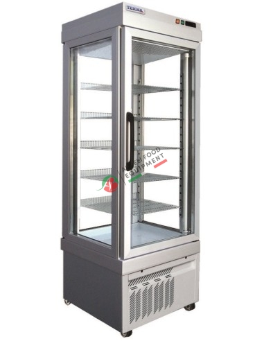 Vetrina refrigerata verticale per pasticceria, vetrata sui 4 lati refrigerazione ventilata +5/-25°C dim. 670x640x1930H mm