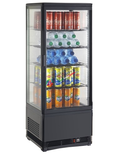 4 Side glass refrigerated cabinet 98 L BLACK with 2 LED stripes