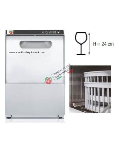 Electronic glasswasher round basket ø 36 cm H 24 cm equipped with detergent dosing pump