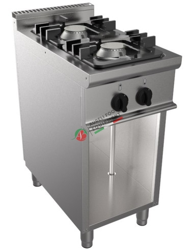 Model on open cabinet - two burner gas range 9 kW dim. 40x70x85H cm