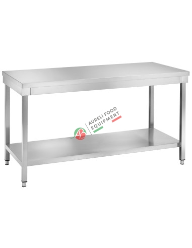 Table with bottom shelf without rear slapshback190x60x85H cm