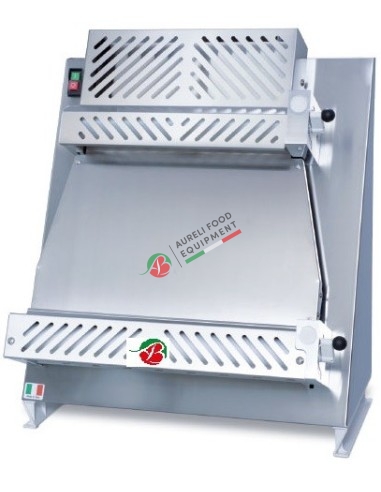 Stainless steel pizza roller sheeter with parallel rollers mod. 2300/L50P - Roller size: ø 5 cm - W: 51 cm