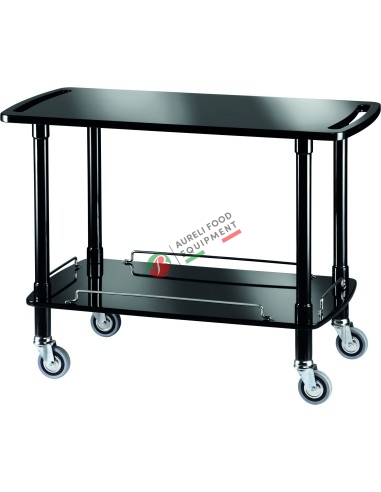 WOODEN SERVICE TROLLEY CLP2002W - 2 PIANI + CASSETTO PORTAPOSATE WENGE'   110Lx55Px82H