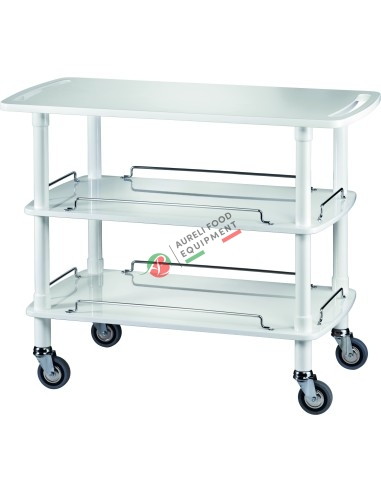 WOODEN SERVICE TROLLEY CLP2003 - 3 PIANI + CASSETTO PORTAPOSATE NOCE   110Lx55Px89H