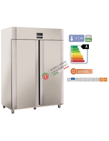 Armadio frigorifero ventilato 2 porte GN 2/1 gas ecologico classe climatica A - capacità 1105 L
