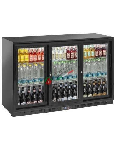 Banco frigorifero back bar a vetri 3 porte scorrevoli capacità 320L dim. 1350x520x900H mm