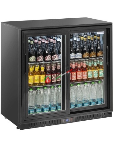 Banco frigorifero back bar a vetri 2 porte scorrevoli capacità 201L dim. 900x520x900H mm