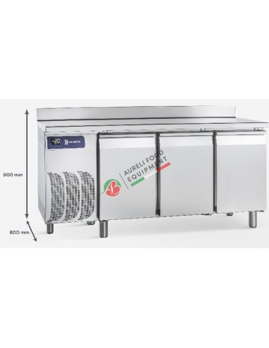 Samaref Ventilated refrigerated counter 3 doors for PASTRY and raised back temp. -2/+8°C dim. 1970x800x1000H mm TD3 P PA TN
