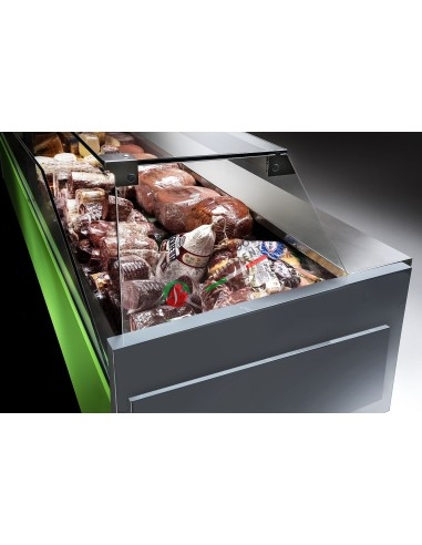 Ventilated refrigerated display with straight tempered glass Without refrigerated storage built-in unit dim. 2000x1140x1126H mm