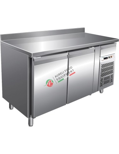 GN1/1 gastronomy refrigerated counter with ventilated refrigeration, 2 doors temp. -18°C / -22°C dim. 1360Wx700Dx860/960H mm