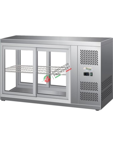 Table top refrigerated show-case with sliding doors on both sides 150L dim. 1110Wx515Dx555H mm