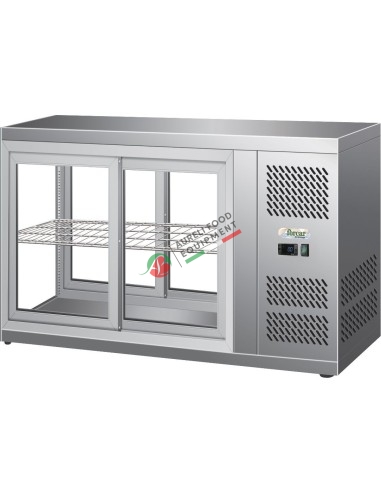 Table top refrigerated show-case with sliding doors on both sides - capacity 110L dim.  910Wx510Dx550H mm