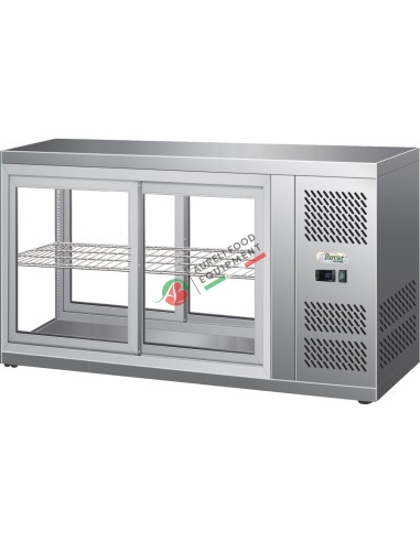 Table top refrigerated show-case with sliding doors on both sides - capacity 190L dim. 1310Wx515Dx555H mm