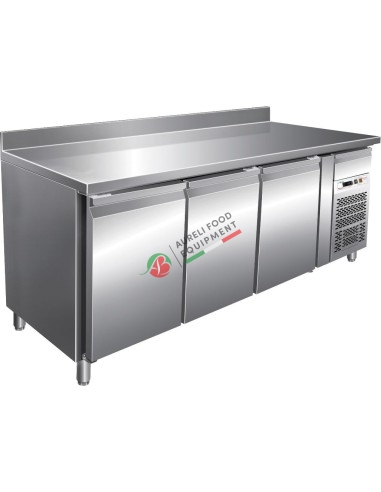 Tavolo refrigerato GN1/1 con refrigerazione ventilata 3 porte temp. -2°C /+8°C dim. 1795Lx700Px 860/960H mm