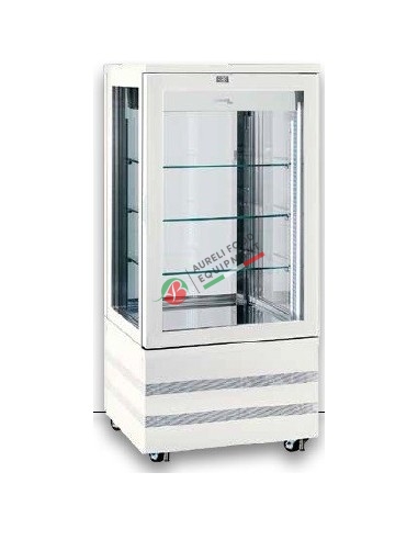 Vetrina refrigerata verticale per pasticceria, vetrata sui 4 lati refrigerazione ventilata +5/-25°C dim. 670x640x1500 mm