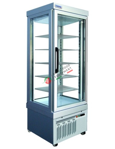 Vetrina refrigerata verticale per pasticceria, vetrata sui 4 lati refrigerazione statica +2/+10°C dim. 670x640x1930H mm
