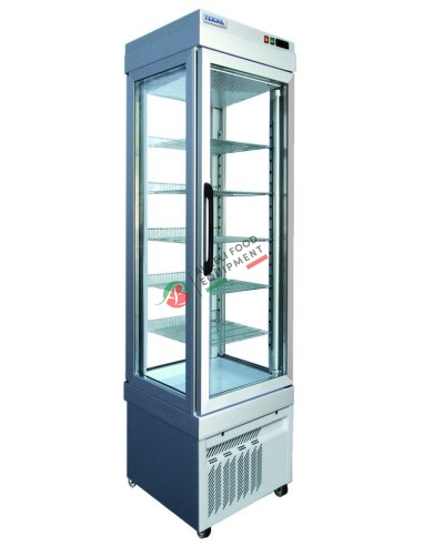Vetrina refrigerata verticale per pasticceria, vetrata sui 4 lati refrigerazione statica +2/+10°C dim. 460x640x1930H mm