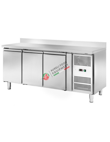 Ventilated refrigerated counter 3 doors GN 1/1 and raised back temp. -2/+8°C dim. 1800x700x960H mm
