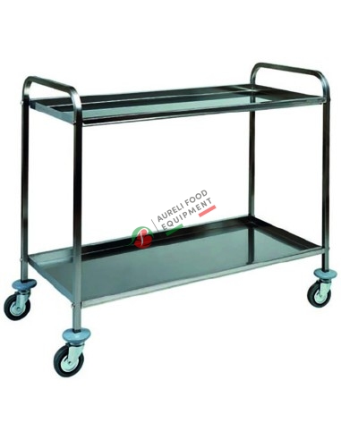 Stainless steel service trolley with two shelves dim. 91x57x96H cm