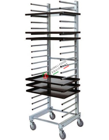 TRAY RACK TROLLEY FOR BACKERIES FOR 20 BOARDS dim. 51x47x177H cm