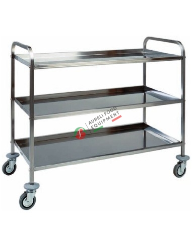 Stainless steel service trolley with three shelves dim. 111x57x96H cm