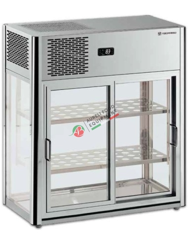 able top horizontal refrigerated display with inox shelves for pastry and gastronomy +4/+10°C dim. 1000x438x934H mm