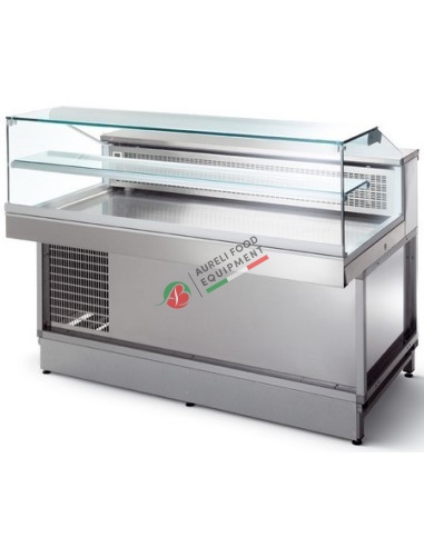 Snack display cabinet refrigerated with straight low glass dim. 1500x650/870x1130H mm