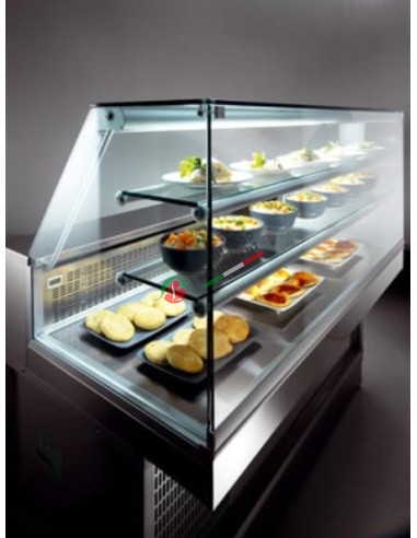 Snack display cabinet refrigerated with tall straight glass dim. 1500x650/870x1370H mm