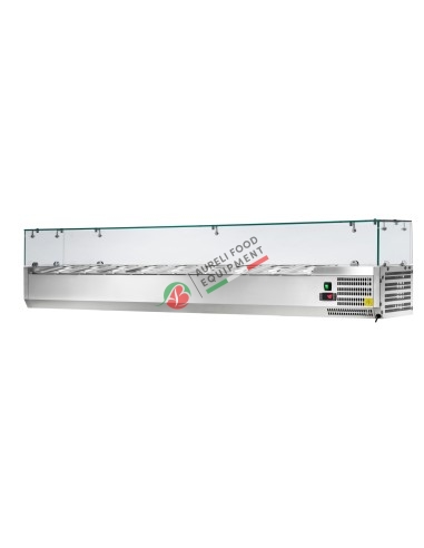 Refrigerated countertop ingredient display dim. 250x39,5x43,5H cm capacity n. 12 GN 1/3
