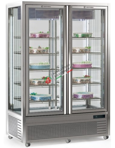 Four sides ventilated show case for pastry and ice cream +5/-20°C dim. 1355x680x1875H mm DIVA 901 BTV BIS VU silver color