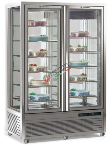 Four sides ventilated show case for pastry and ice cream +5/-20°C dim. 1355x680x1875H mm DIVA 901 BTV BIS silver color