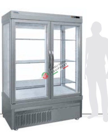 Vetrina refrigerata per pasticceria ventilata +5/-25°C, vetrata sui 4 lati vano unico 1 motore dim. 1320x640x1910H mm