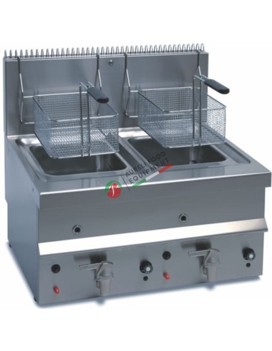 Counter-top gas fryer 2 molded tanks without welding and pipe burners - tank cap. 10+10L LPG Standardgas  dim. 700x600x650H mm
