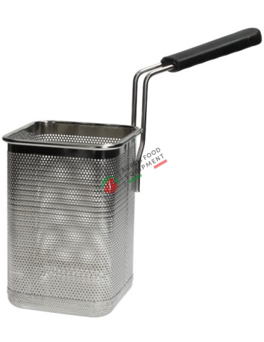 Pasta basket with one handle, dim. 14x14x20H cm in stainless steel