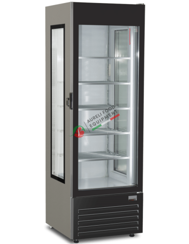 Static upright display freezer for ice cream with full glass door -18°/-23°C dim. 610Wx639Dx1844H mm FROST 350 NS GLAMOUR