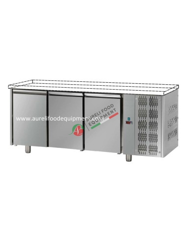 Three doors stainless GN 1/1 refrigerated counter without working top - temp. 0/+10°C