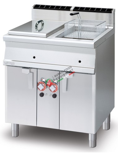 Lotus Gas Fryer 2 pans  13+13 lts dim. 80x70,5x90H cm fitted with 2 drip trays with sieves