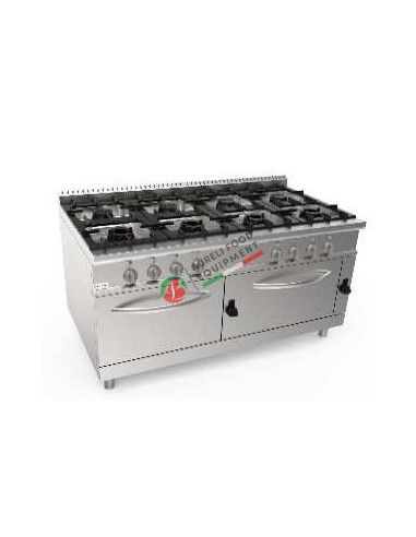 Cucina a gas a otto fuochi modello con due forni a gas serie LQ dim. 160x90x85H cm kw 59