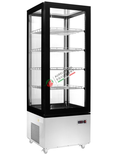 Ventilated Showcase for pastry - 4 glass sides temp. 0/+12°C dim. 652Wx652Dx1873H mm