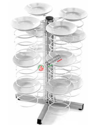 Chromed grid for dishes diam. 25/31 cm - capacity 48 plates for table dim. 70Wx70Dx83H cm