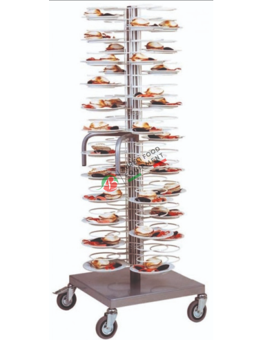 Plate trolley with base in dust-proof lower shelf for 96 plates ø 18/23 cm dim. 60x60x175H cm