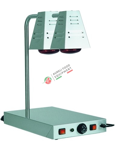 Two Infrared lamps with stainless steel hot plate dim. 580x330x680H mm