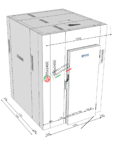 Cella frigorifera BT con motore remoto dim. esterne 1755Lx1950Px2400H mm