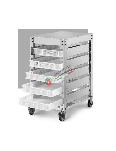 Stainless steel cart complete with 5 sieves for pasta collection