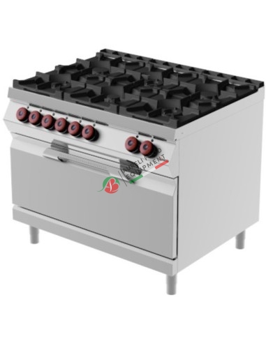 Desco Cucina a gas 6 fuochi aperti con forno elettrico maxi dim. 1200x700x900H mm