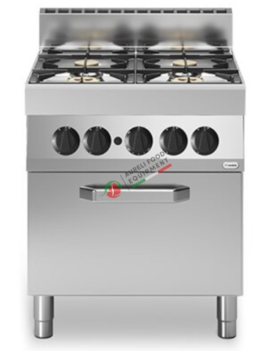 Gas range 4 burners with gas oven dim. 70Wx70Dx85H cm 23,4 Kw