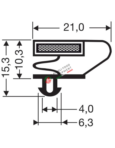 Afinox Snap-in gasket dim. dim. 1555x662 mm Cabinet door