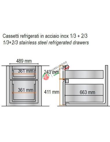 1/3+2/3 STAINLESS STEEL REFRIGERATED DRAWERS