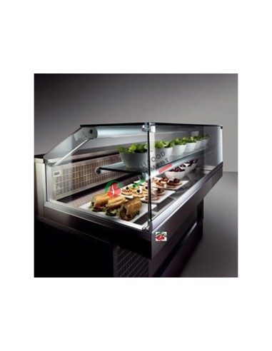 Snack display cabinet refrigerated with low straight glazing 125 cm